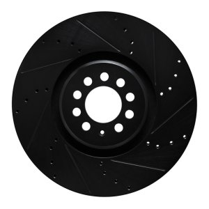 Audi TT Quattro Brake Rotor (1) - Right Front - R1 Concepts - Drilled & Slotted - Black - `04-`06